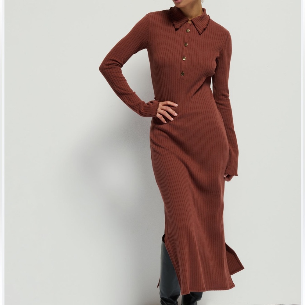 Anthropologie Rust Long Sleeve Dress